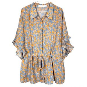 EUC Bishop&Young 3X women’s button down floral blouse shirt